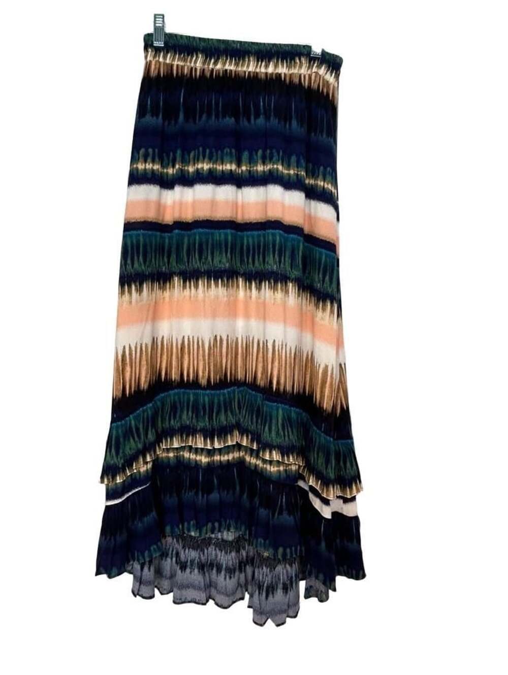 Daniel Rainn Multi-Color Tie Dye Ruffle High-Low Midi Skirt Size S